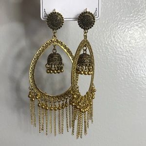 Rusty golden black jhoomki earrings